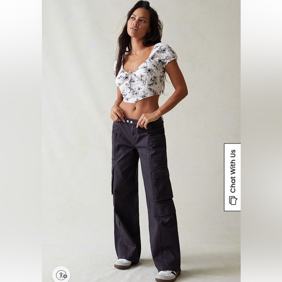 Pacsun Dark Gray Tab Low Rise Baggy Cargo Pants - Picture 2 of 4